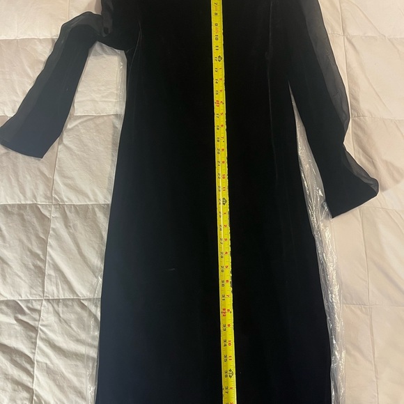 Vintage Jean Paul Gaultier Blk Velvet dress, long sleeve w/sheer side sl… - Picture 8 of 9